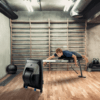 Athlete Training on a Vasa SwimErg in a Home Gym