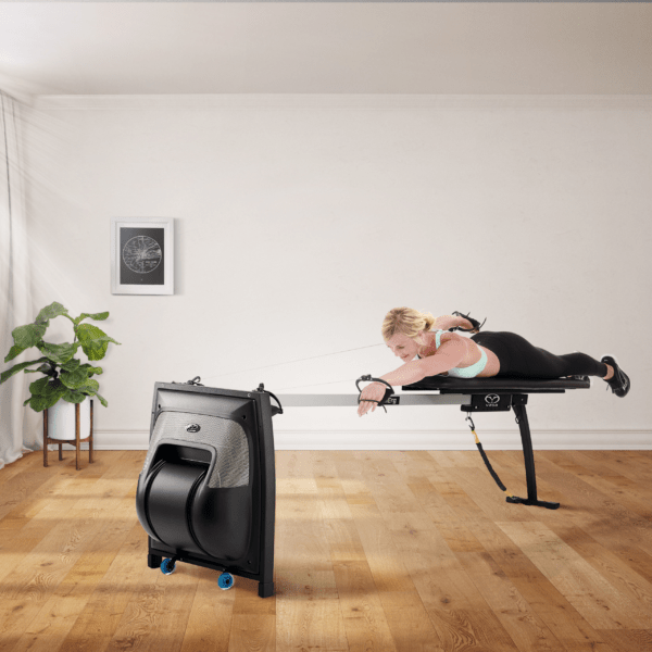 Athlete Training on a Vasa SwimErg in a Living Room